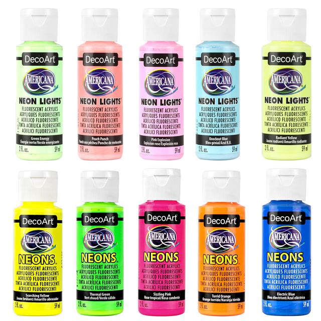 DecoArt Americana Neon Fluorescent and Neon Lights Acrylic Paint 2oz 59ml bottle