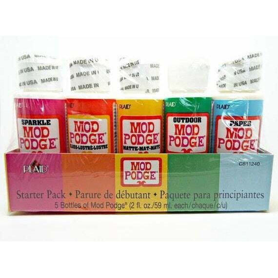 Mod Podge Starter Set Pack of 5 Matte Gloss Outdoor Paper Sparkle Decoupage Glue