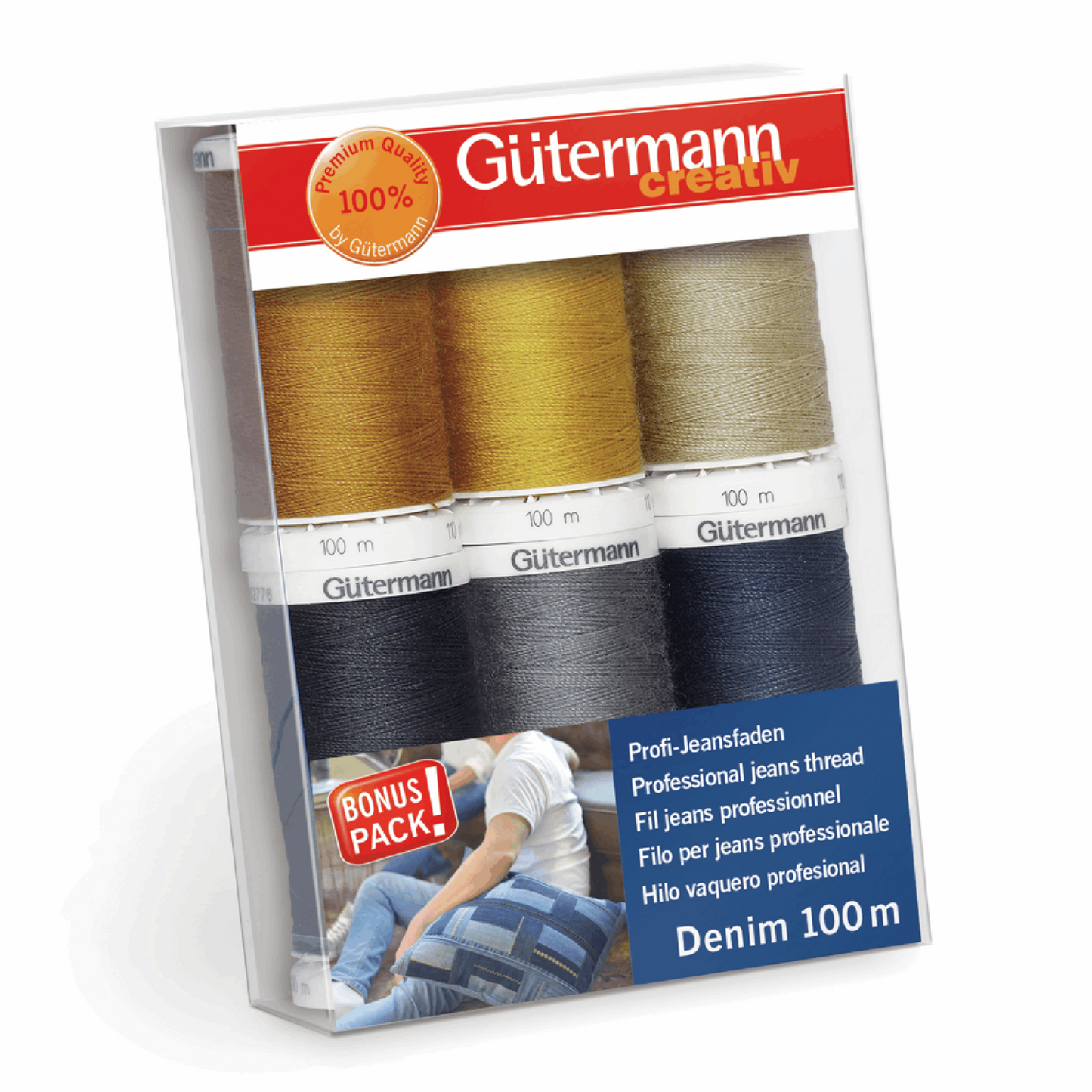 Gutermann Denim Thread Set 100m x 6 reels, Multicoloured 731144-1