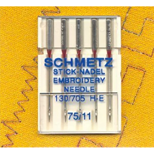 75/11 Embroidery Needles Schmetz 130/705 H-E 75/11 Pack 5 fits Brother PR series