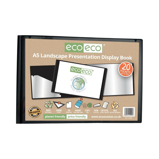 Eco-Eco A5 20 Pocket Landscape Presentation Display Book 50% Recycled ECO094