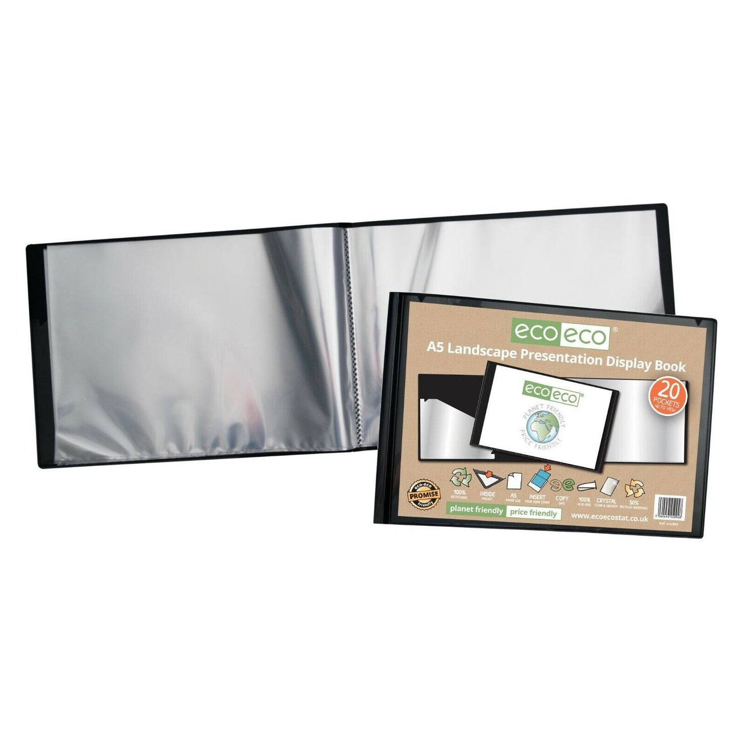 Eco-Eco A5 20 Pocket Landscape Presentation Display Book 50% Recycled ECO094