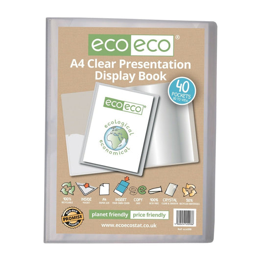 Eco-Eco A4 Size 40 Pocket Presentation Display Book 50% Recycled ECO098