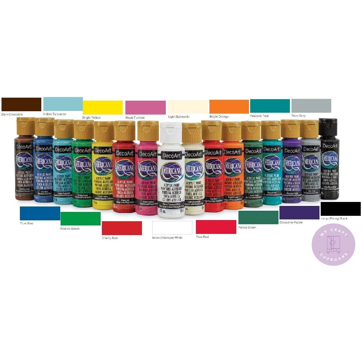 DecoArt Americana Primary Colours 16 Pack Popular Acrylic Paints 2oz Bottles