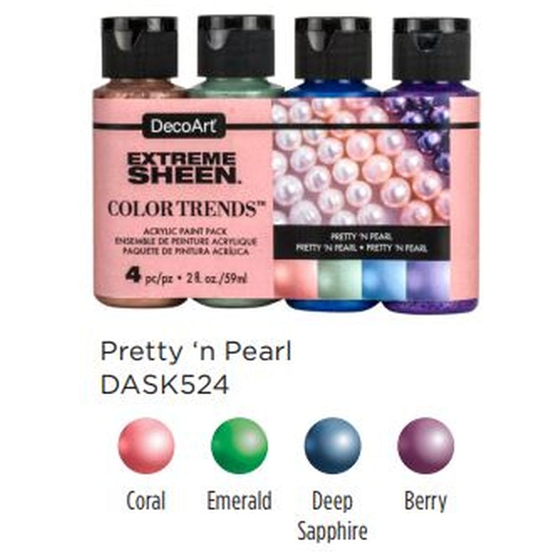 DecoArt Extreme Sheen Value Pack 4 Bottles Pretty 'n Pearls PASTELS - DASK524