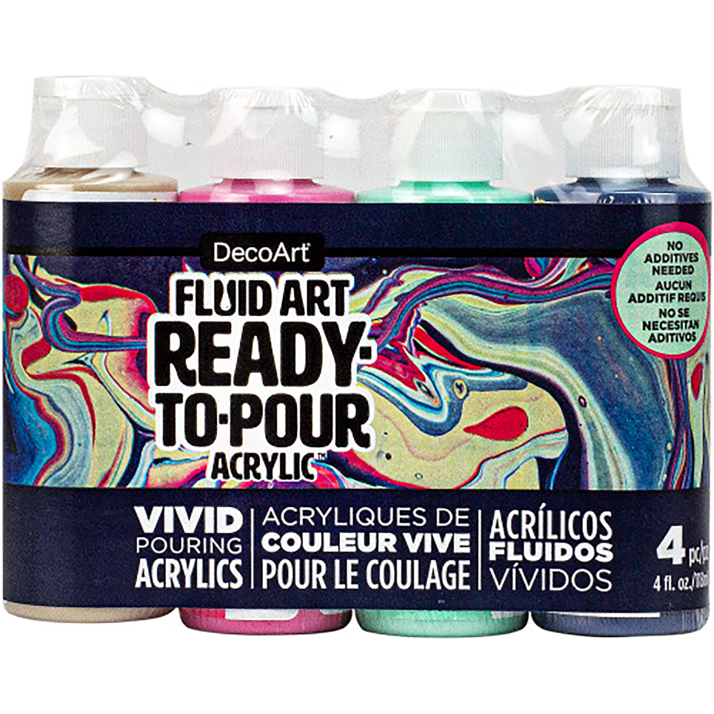 Carnival Fluid Art Ready-To-Pour 4oz Larger Bottles 4 Pack DASK584