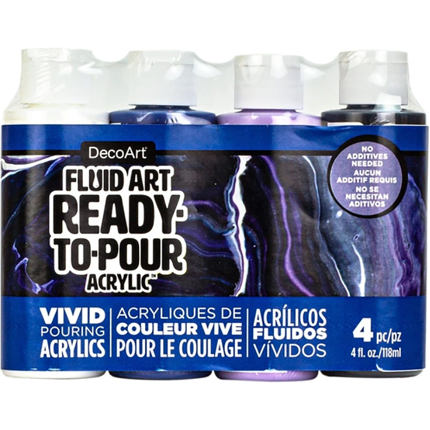 Galactic Fluid Art Ready-To-Pour 4oz Larger Bottles 4 Pack DASK536