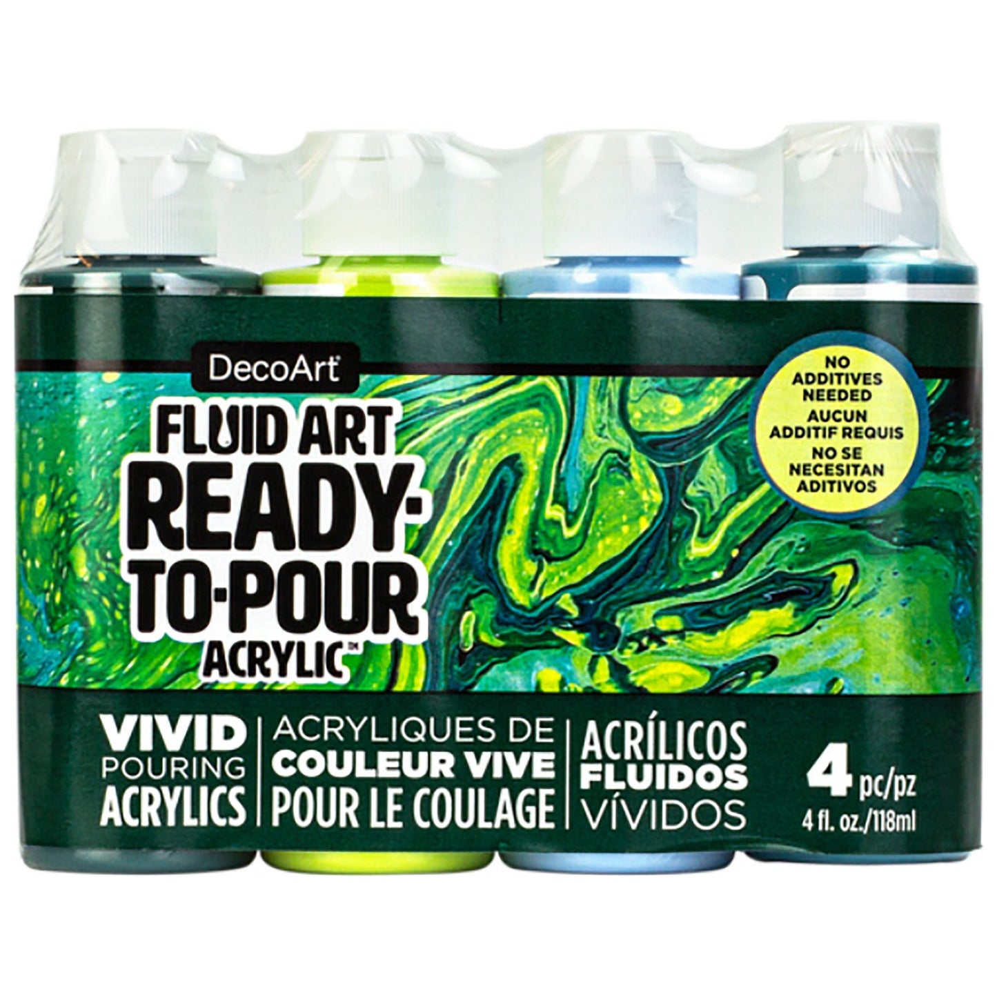 Jungle Fluid Art Ready-To-Pour 4oz Larger Bottles 4 Pack DASK542