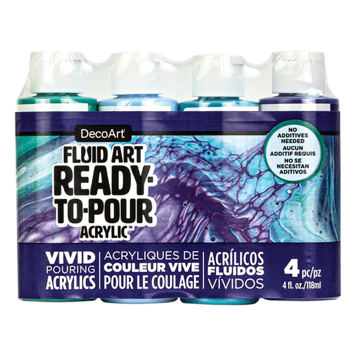 Lagoon Fluid Art Ready-To-Pour 4oz Larger Bottles 4 Pack DASK539