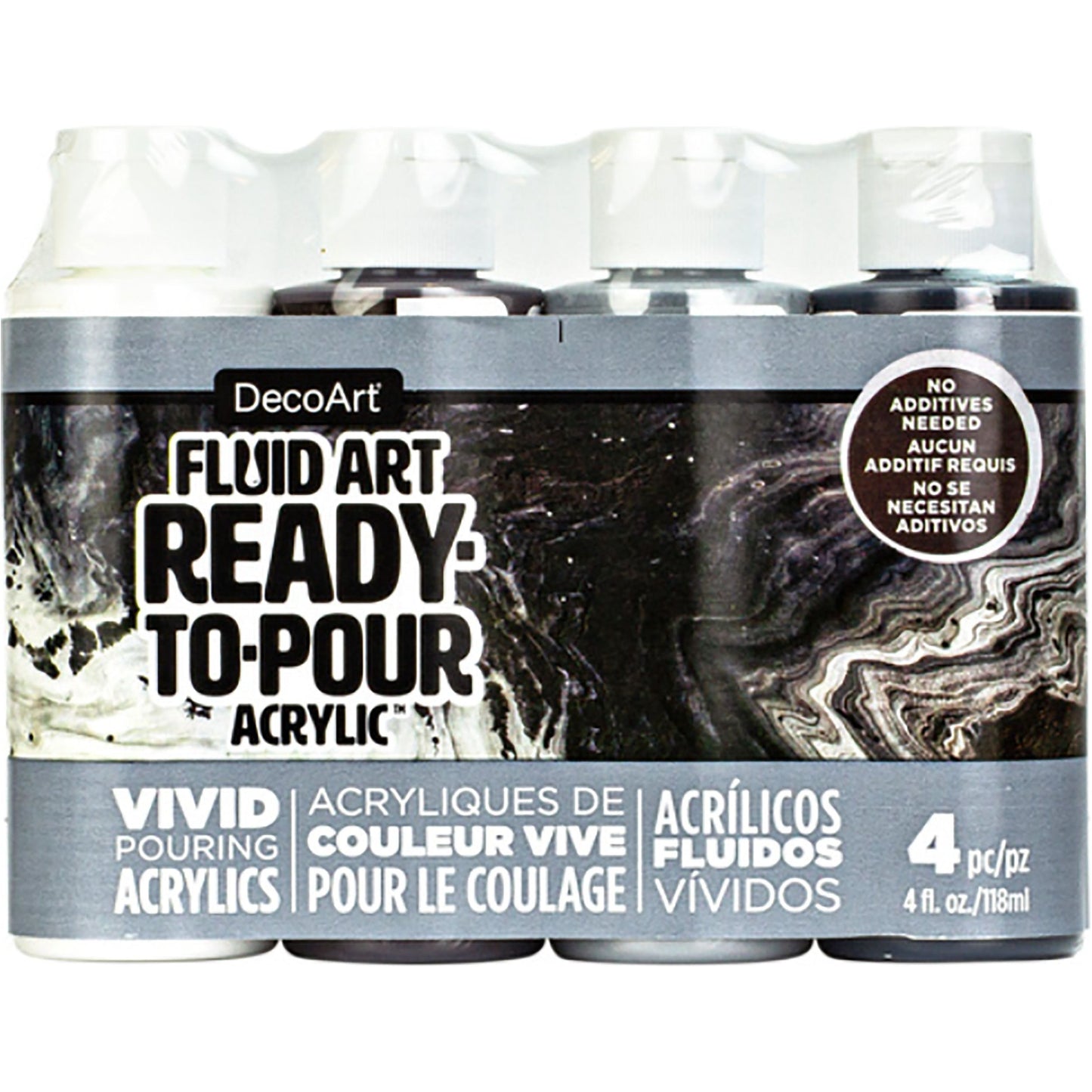 Neutrals Fluid Art Ready-To-Pour 4oz Larger Bottles 4 Pack DASK541