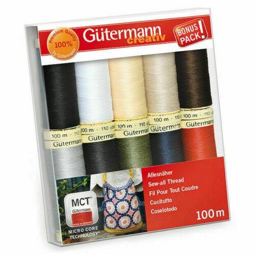 Gutermann Sew-All Threads - Multicoloured Pack of 10 x 100m Reels - The Basics