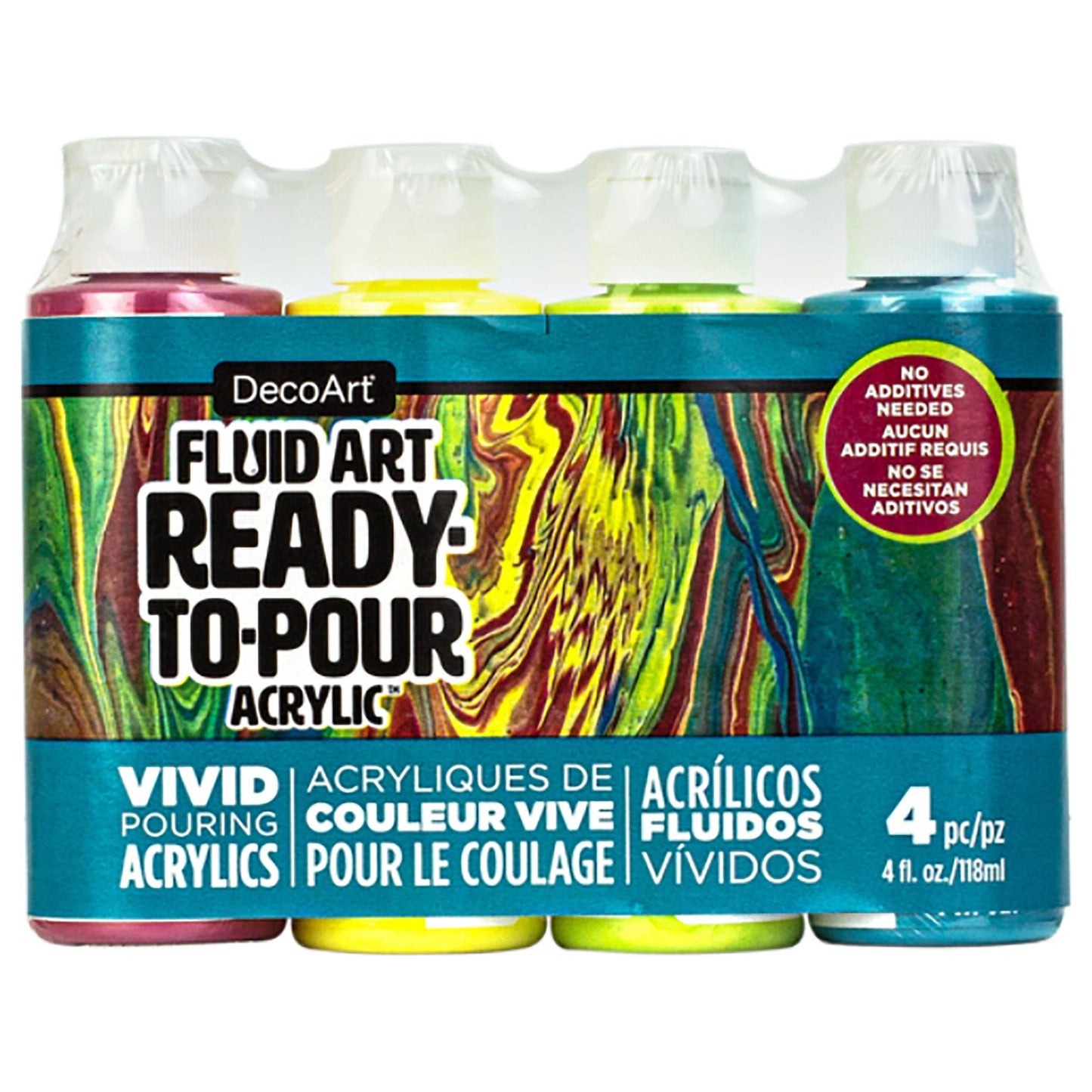 Tropical Fluid Art Ready-To-Pour 4oz Larger Bottles 4 Pack DASK537