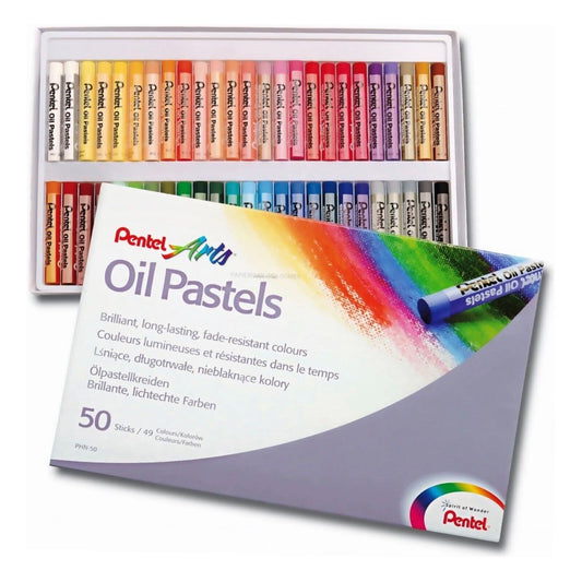 Oil Pastels by Pentel Artist's Pastels - Pack 50 Vivid Colours - PHN 50